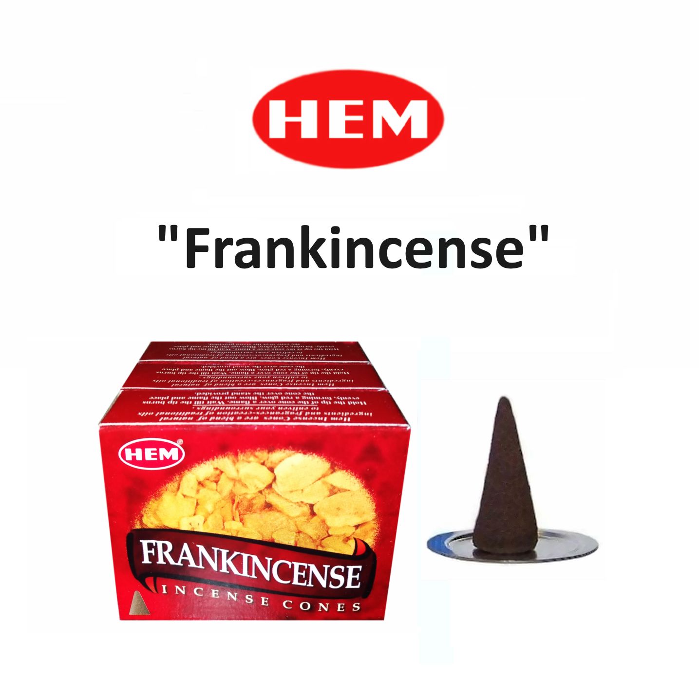 Благовония-Конусы "Ладан" 3_упаковки_по_20гр - HEM "Frankincense" (индийские ароматические для дома в форме пули), 30_шт