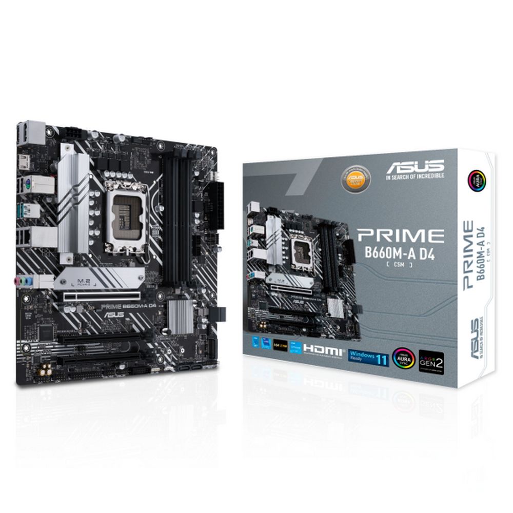 МатеринскаяплатаASUSPRIMEB660M-AD4-CSM,LGA1700,B660,USB3.2GEN2,MicroATX