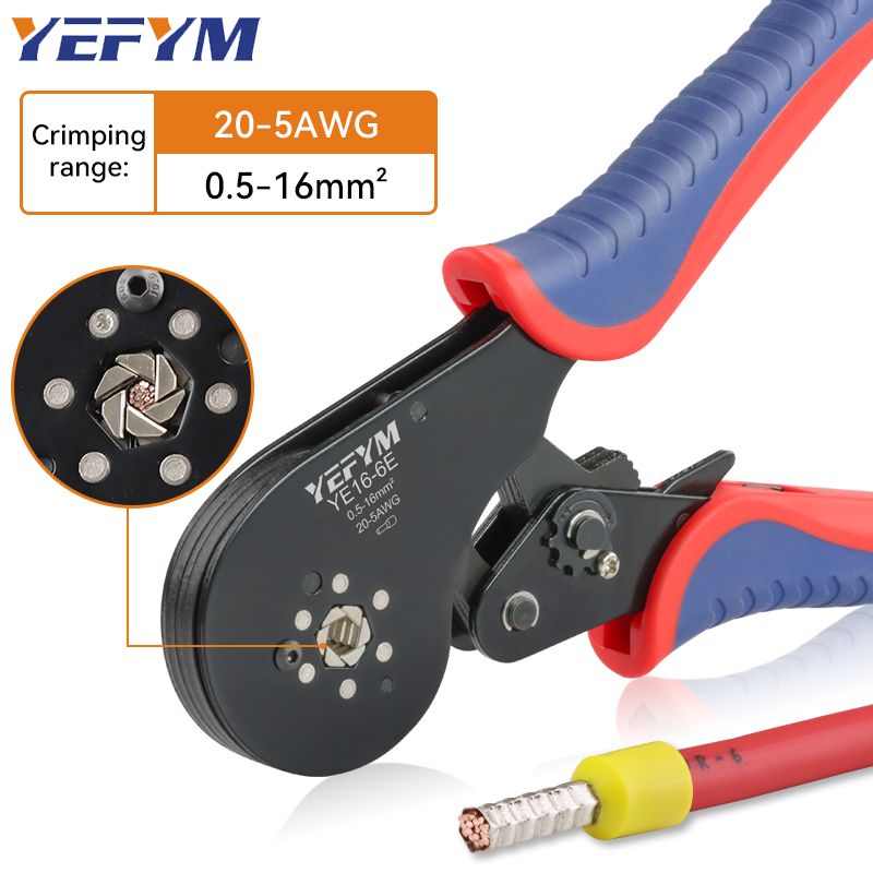 YE 16-6E 0,5-16 мм2 20-5AWG Инструменты для обжима трубчатых клемм клещи для обжима