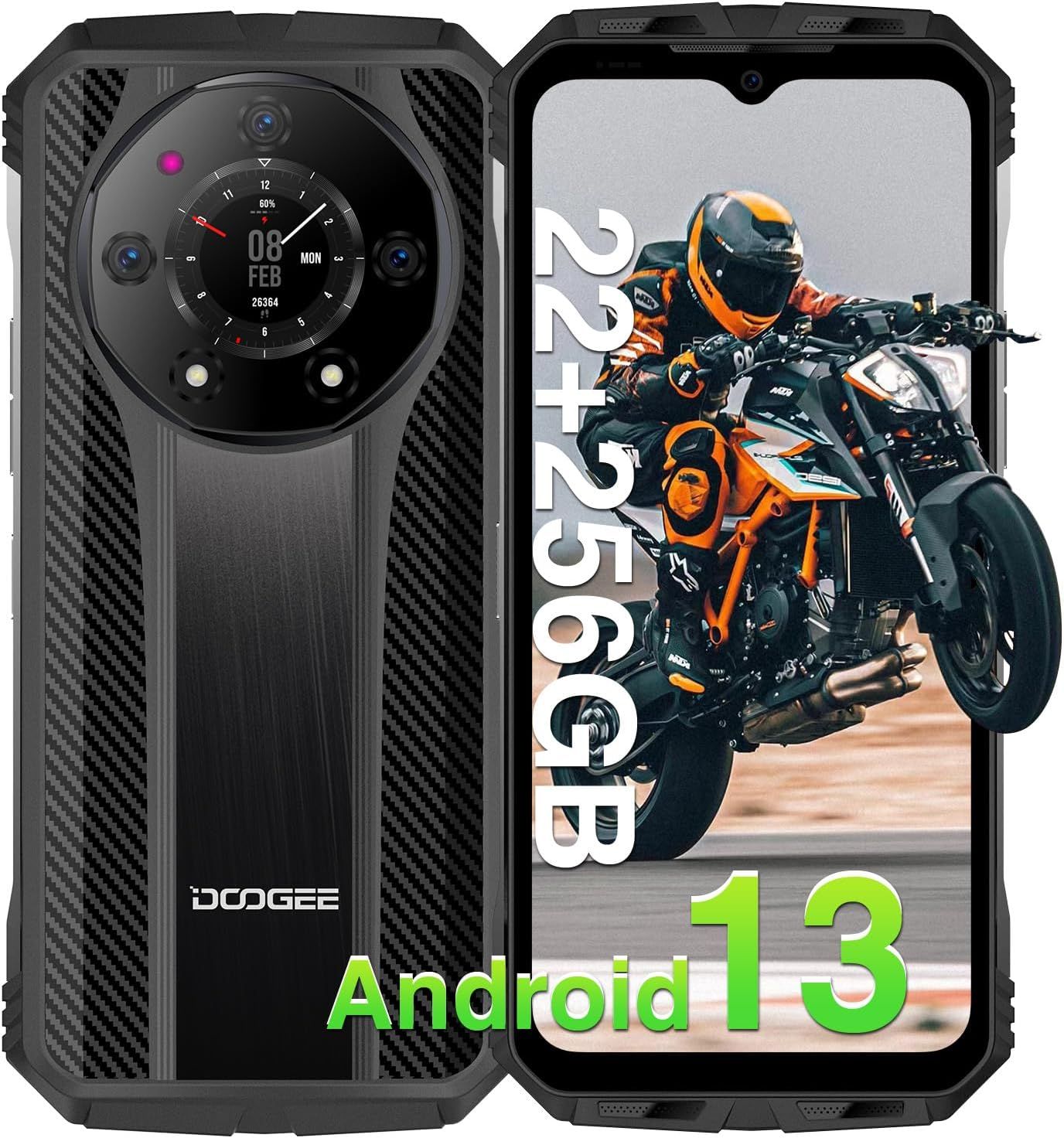 Doogee Смартфон поддержка NAC, 50MP 10800mAh 66W быстрая зарядка телефон  12/256 ГБ 12/256 ГБ, черный