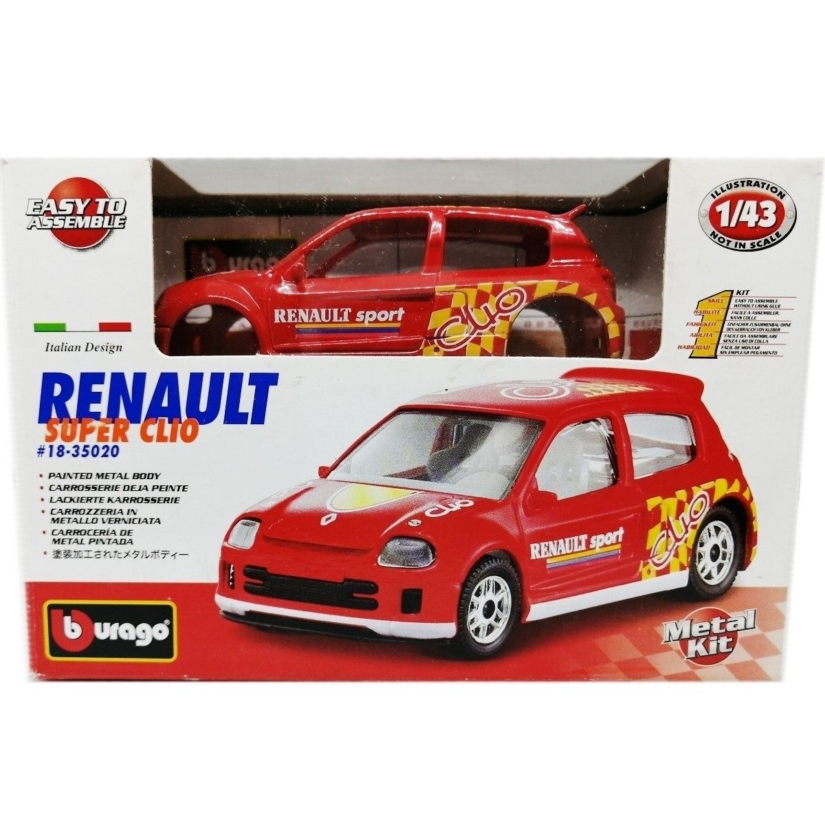 Renault Clio Sport Bburago 1:43 сборная масштабная металлическая коллекционная машинка Metal Kit