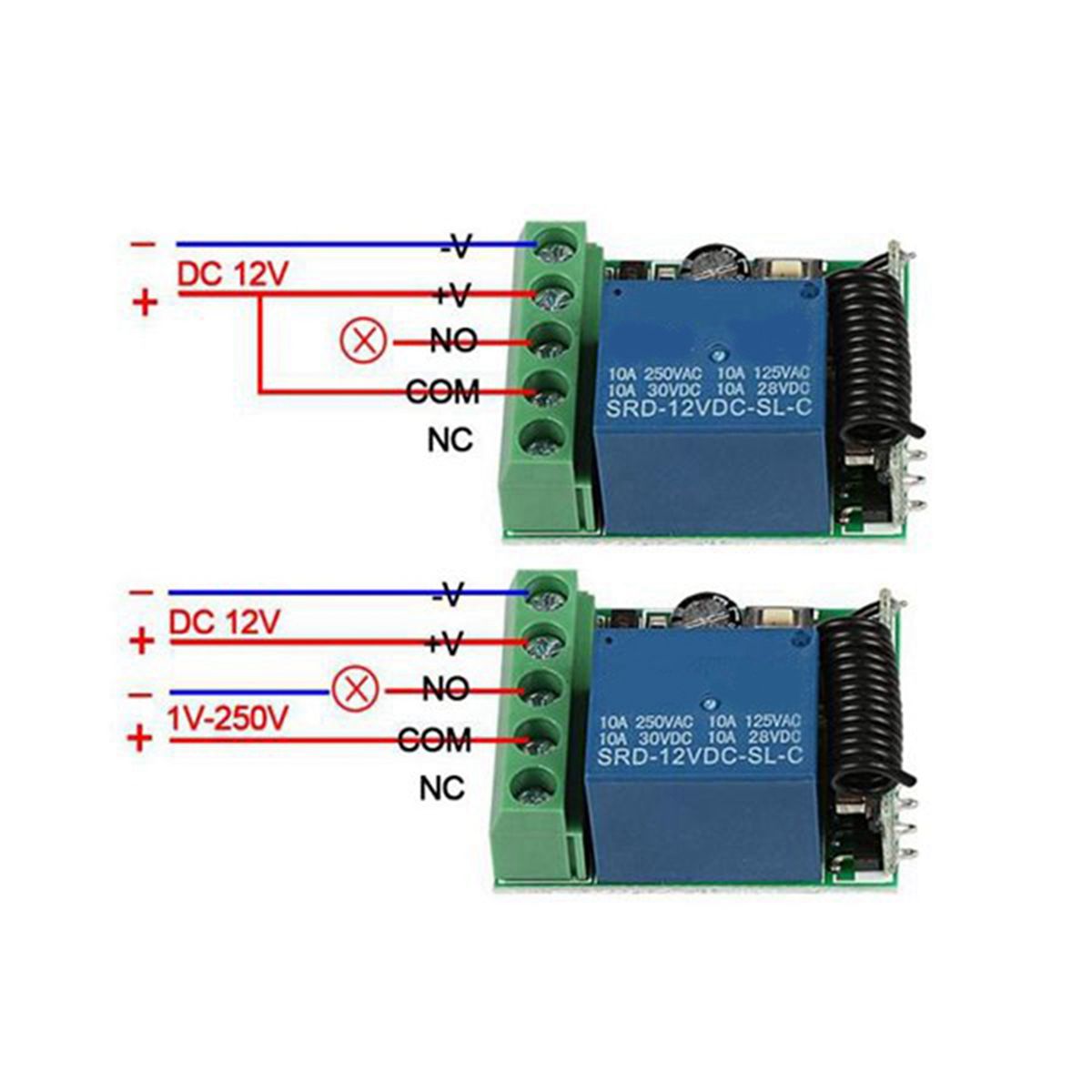 Как подключить реле дистанционного управления Модуль RF Switch Reiver 433 МГц 12 В постоянного тока с 2 передатчиками - купить