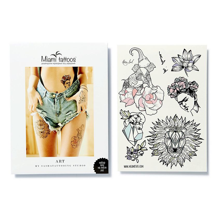 Как быстро снять переводные тату MIAMI TATTOOS Переводные тату Art by Nora Ink_Metallic tattoo 1 лист 29,7x21 см 