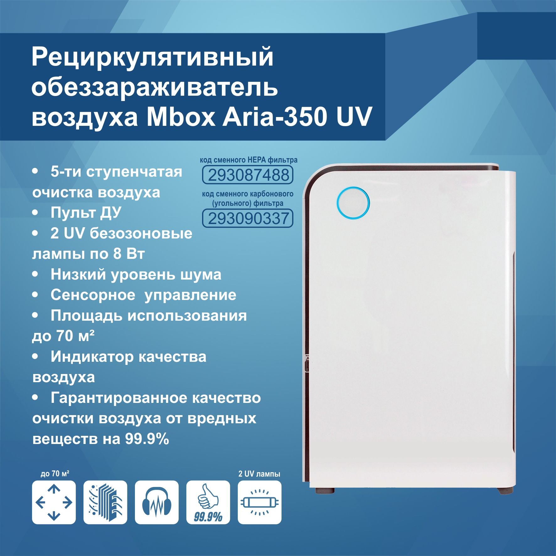 Очиститель воздуха Mbox ARIA-350UV, белый - купить по выгодным ценам в  интернет-магазине OZON (254619123)