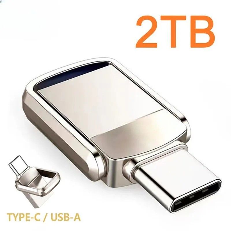 USB-флеш-накопитель USB-накопитель Type-C, OTG 2 ТБ, серебристый