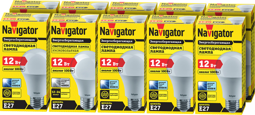 Лампочка Navigator NLL-A60, Дневной белый свет, 12 Вт, Светодиодная, 10 шт.  #1