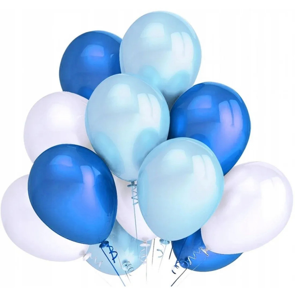 Набор воздушных шаров "Белый голубой синий" 40 штук. #1