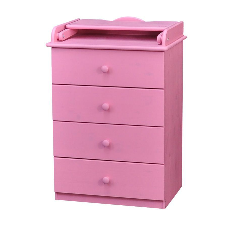 Пеленальный комод Алиса деревянный с ящиками малый, розовый  #1