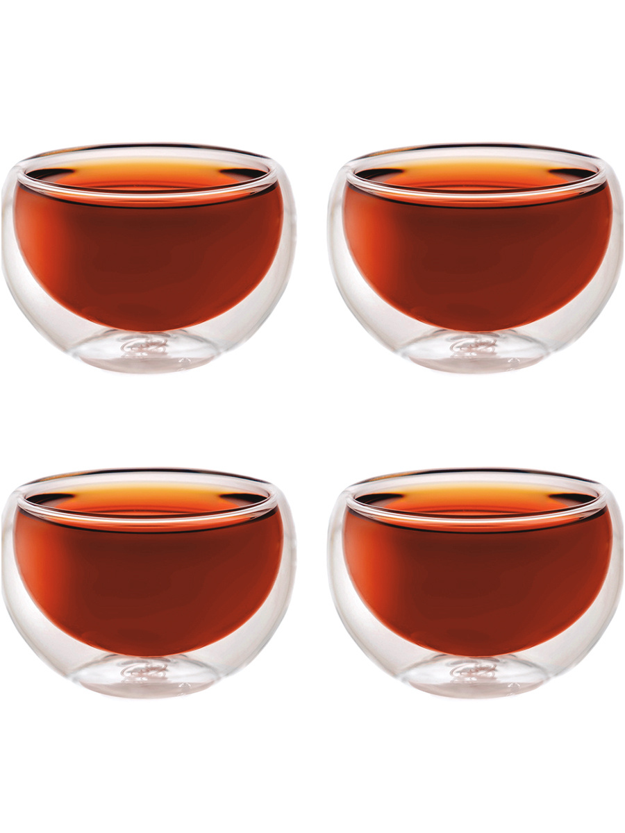 Пиала (чашка) с двойными стенками KIMBERLY стеклянная, (набор 50 мл. х 4 шт)  #1