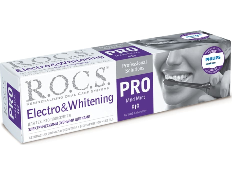 Зубная паста R.O.C.S. Pro Electro&Whitening Mild Mint отбеливающая ...