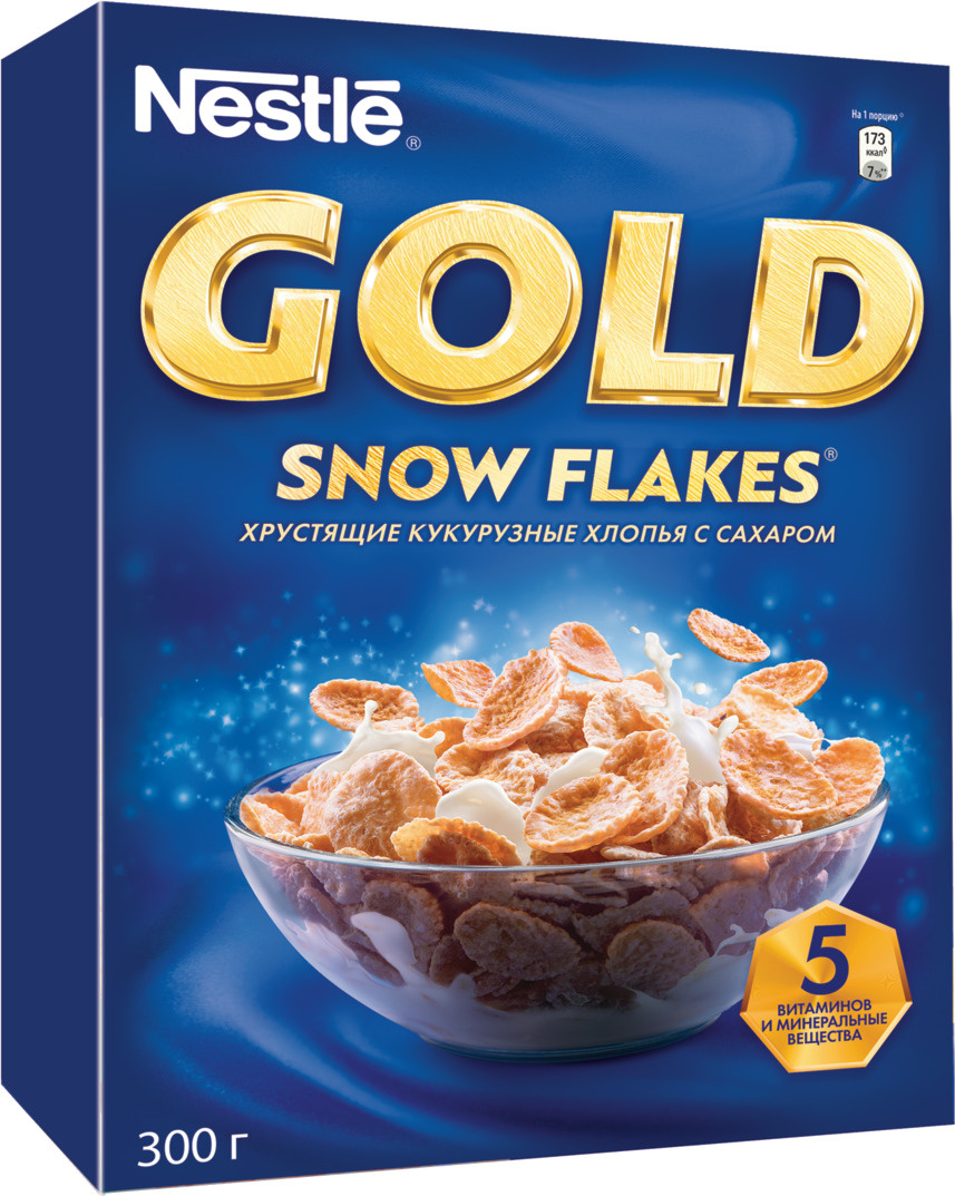 Хлопья Nestle Gold Snow Flakes готовый завтрак кукурузные 300 г ...