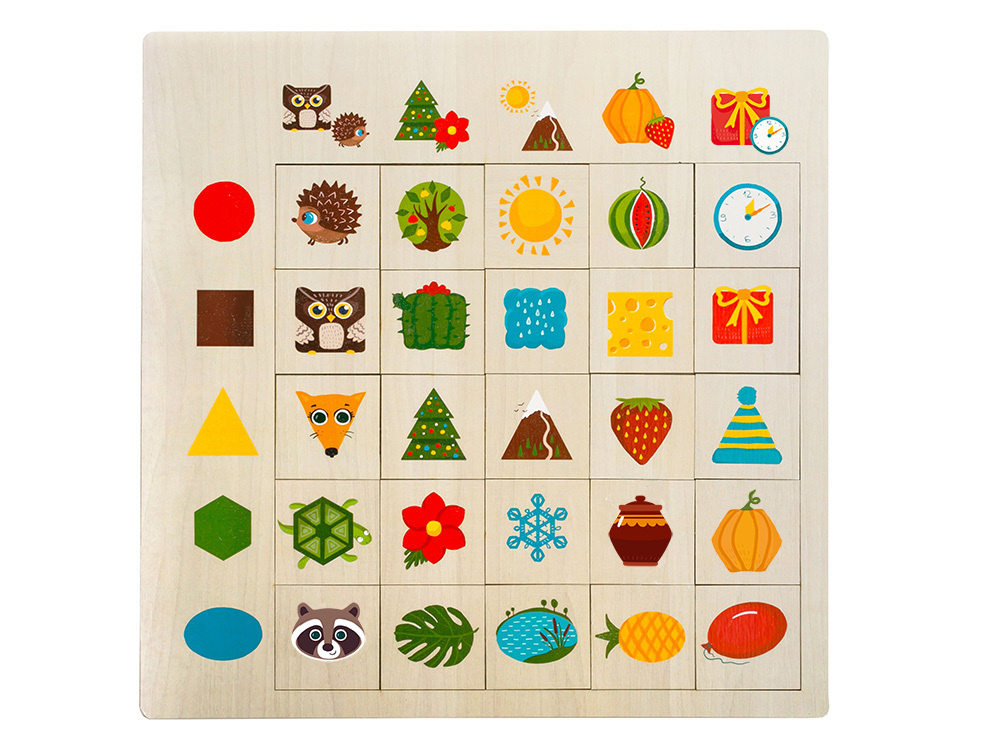 Развивающая игра Ассоциации Формы 3 в 1 (учим формы, цвета, предметы, рамка вкладыш, деревянный пазл, #1