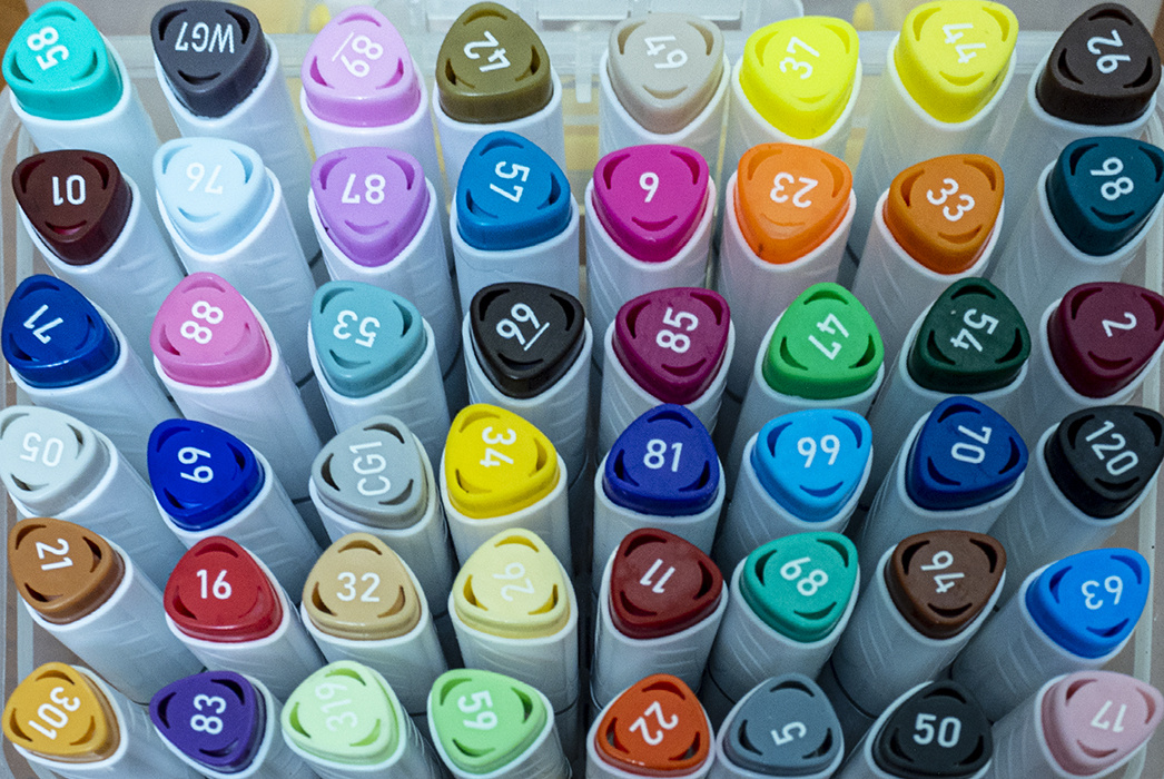 Набор маркеров для скетчинга 48 цветов двусторонний пулевидный и ...