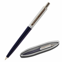 Ручка подарочная шариковая Brauberg "Soprano", синяя, корпус серебристый с синим, линия письма 0,5 мм. Спонсорские товары