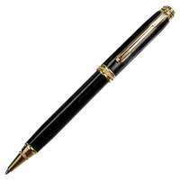 Ручка подарочная мужчине / женщине шариковая синяя для письма с золотистыми деталями Galant "Black", линия 0,7 мм. Спонсорские товары