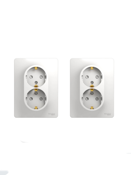 Евророзетка двойная Systeme Electric GLOSSA, с защитными шторками, в ...