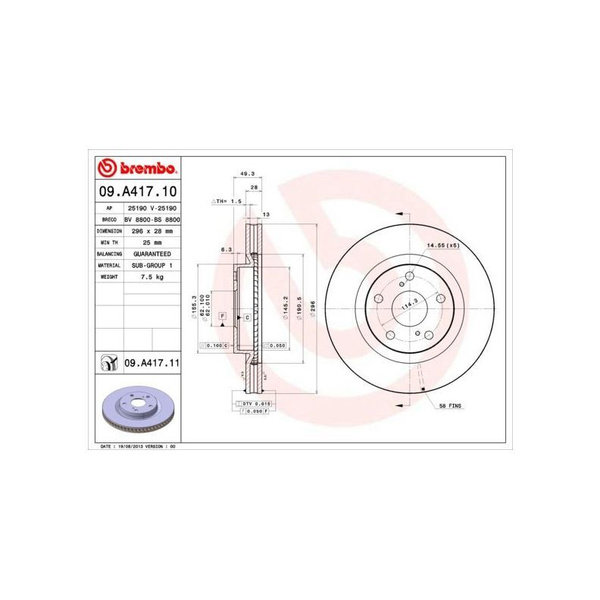 Диск тормозной Brembo 09A41711 - купить по низкой цене в интернет ...