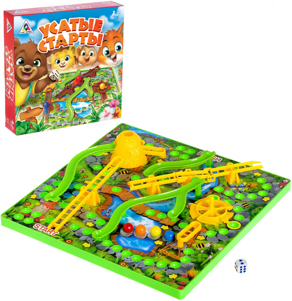 Настольная 3D игра-ходилка "Усатые старты", детская бродилка с кубиком ...