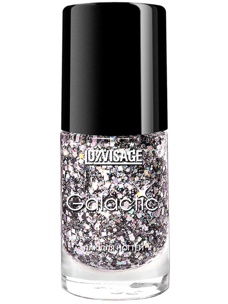 LUXVISAGE Лак для ногтей Galactic с блестками, тон 206 Серебристый с ...