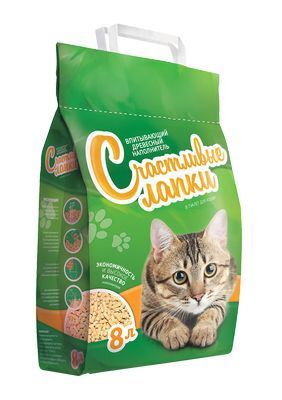 Наполнитель Счастливые Лапки д/кошек древесный 8л - купить с доставкой ...