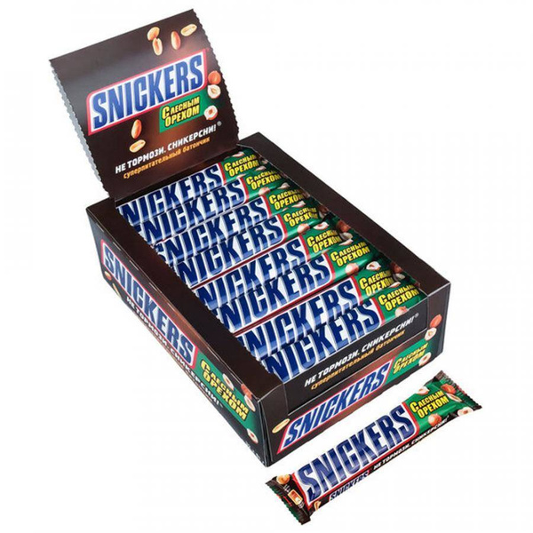 Snickers Лесной орех шоколадный батончик 81 г 32 шт / Шоколадный ...