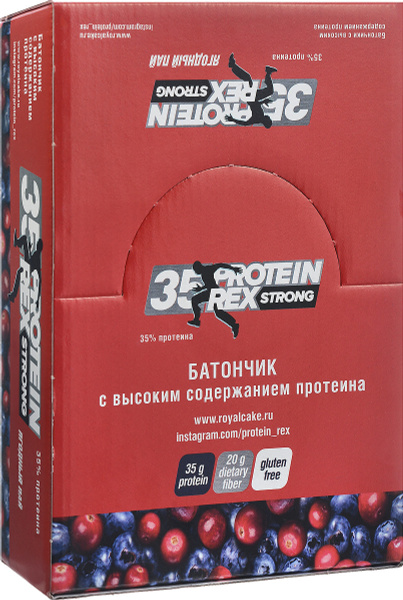 Протеиновые батончики ProteinRex STRONG 35%, ягодный пай, 12 шт х 100 г ...