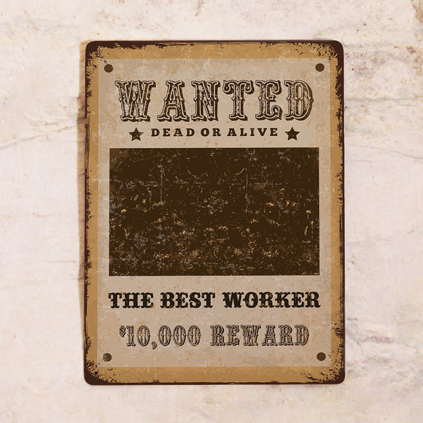 Информационная табличка с надписью Wanted, для декора офиса на стену в ...
