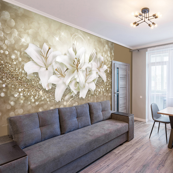 Фотообои 3D на стену флизелиновые встык PHOTOSTENA на стену 3D лилии на ...