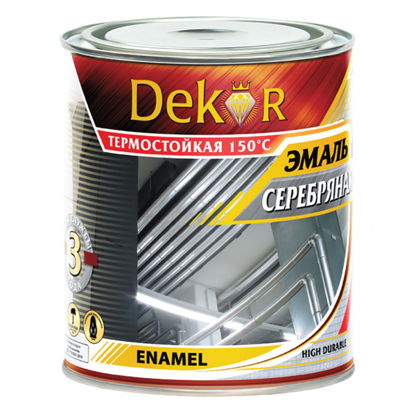 Эмаль dekor термостойкая ПФ-115 серебряная 0,8 кг, серебристый - купить ...