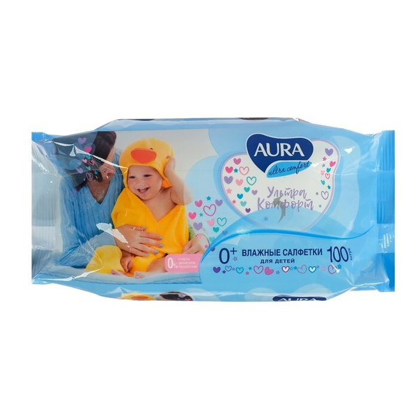 Влажные салфетки Aura Ultra Comfort, детские, МИКС, 100 шт. - купить с ...