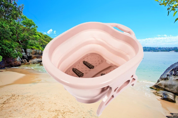 Ванночка для ног складная светло-розовая/ массажная ванночка для ног ...