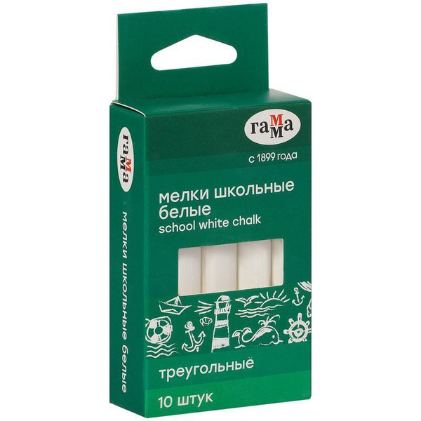 Мел школьный Гамма белые 10 штук, мягкие, треугольные, 909191 - купить ...
