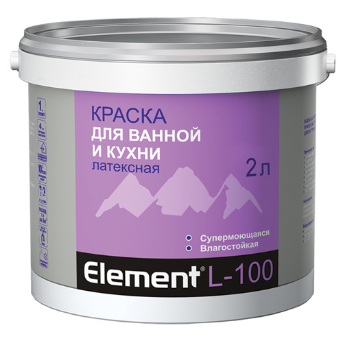 Краска ALPA для ванной и кухни L-100 супермоющаяся, влагостойкая, белый ...