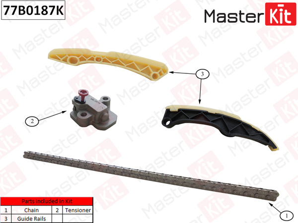 Комплект цепи ГРМ Hyundai/Kia G4FC - MasterKit арт. 77B0187K - купить ...