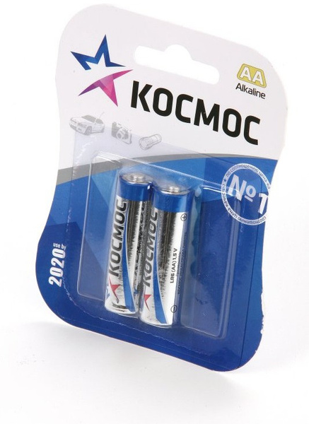Космос Батарейка AA, Щелочной тип, 1,5 В, 2 шт - купить с доставкой по ...