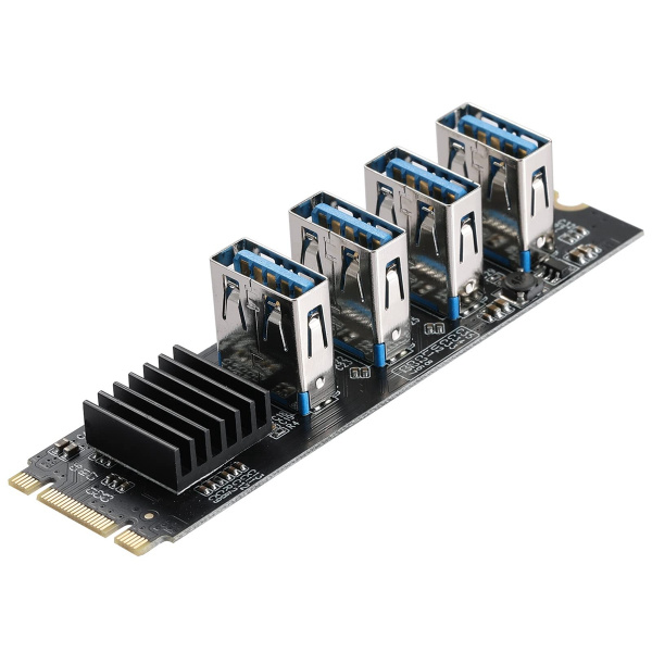 Переходник M.2 NVMe на 4 USB PCIE, карта-конвертер M2 M-Key 1X 3.0 с ...