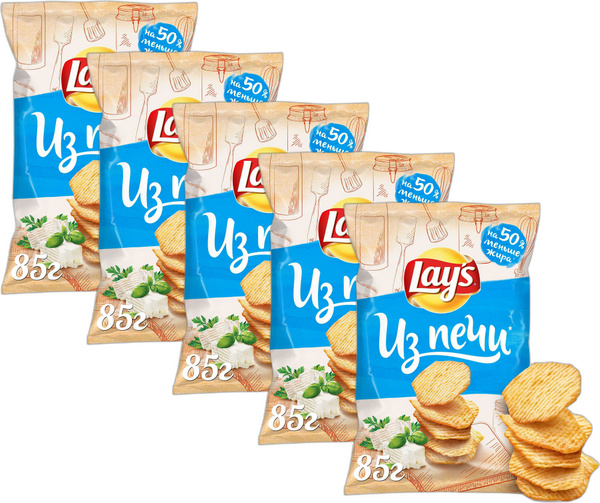 Чипсы картофельные Lay's Из печи Нежный сыр с зеленью 85 г в упаковке ...