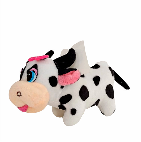 Мягкая мини-игрушка "Коровка" с розовыми очками, с присоской, Miksik ...