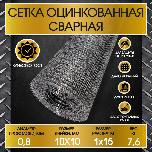 Сетка для защиты от грызунов (ячейка 10х10мм - толщина 0,8мм - рулон ...