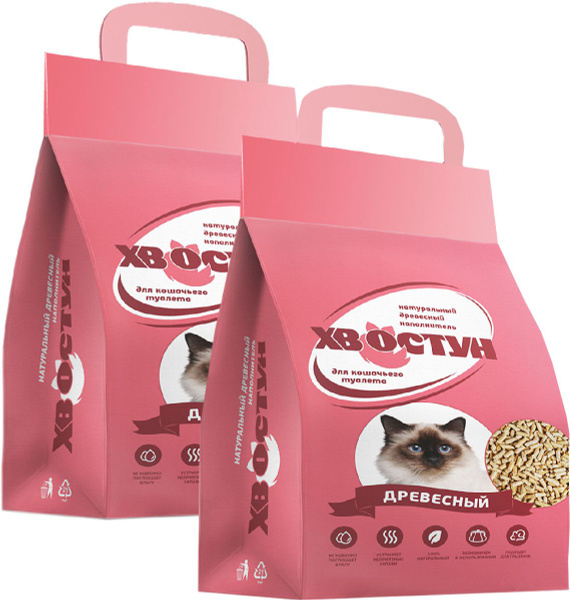 ХВОСТУН наполнитель древесный для туалета кошек (10 + 10 кг) - купить с ...