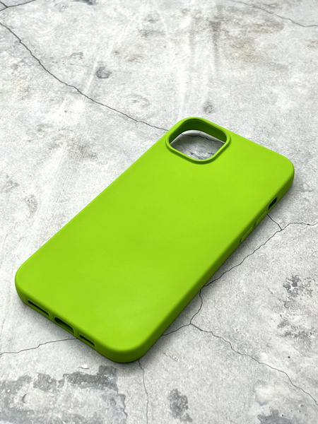 Чехол для APPLE iPhone 14 (6.1") (салатовый) SILICONE CASE , микрофибра ...