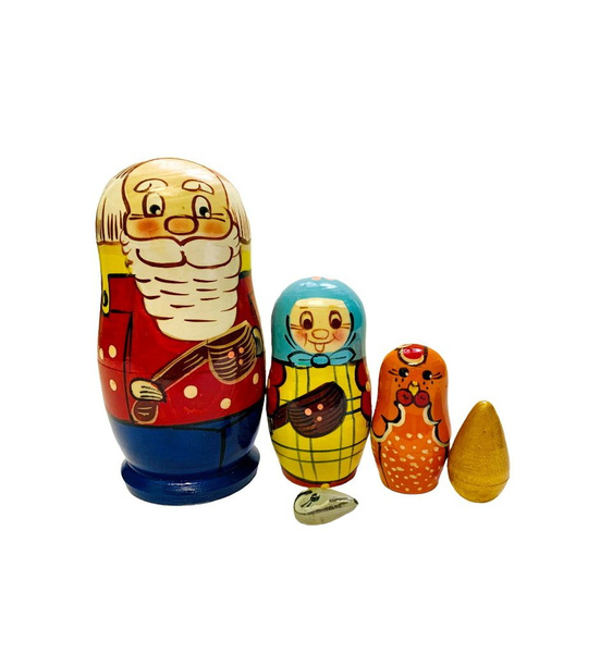 Матрешка ДИННИ, сказка Курочка Ряба, 5 фигурок развивающие деревянные ...