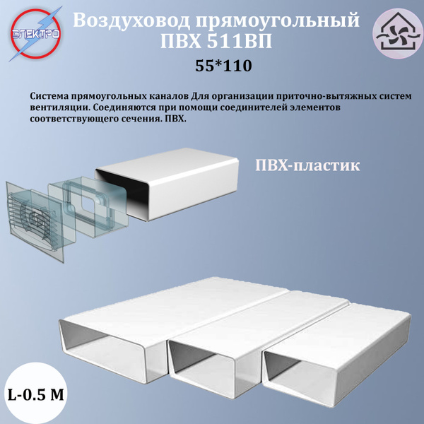 Вентилятор приточно-вытяжной ЭЛЕКТРО Воздуховод прямоугольный ПВХ ...