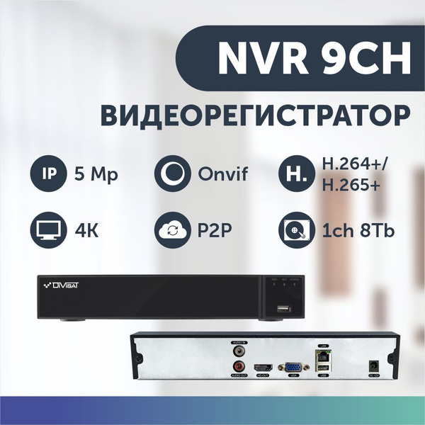 Видеорегистратор для видеонаблюдения сетевой регистратор 9 каналов IP ...
