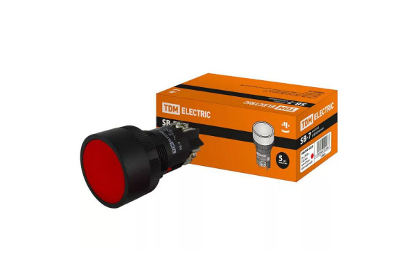 Кнопка TDM SВ-7 Стоп, красная, 1р, d22мм/230В SQ0704-0025 - 9 шт ...