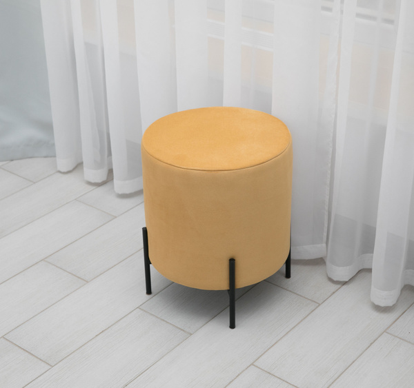 Пуф МЯКОТЬ. пуфик в стиле лофт круглый, Искусственная замша, 40х40х45 ...