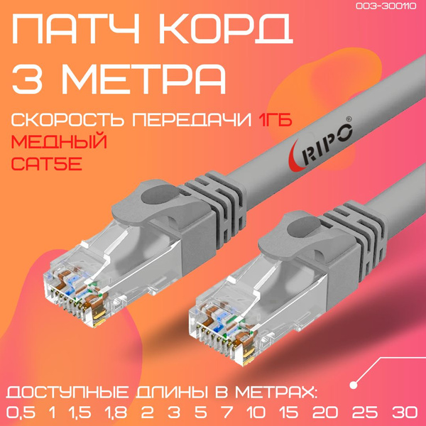 Кабель RJ-45 Ethernet Ripo avs-00010._TP Cat5E Cu - купить по низкой ...
