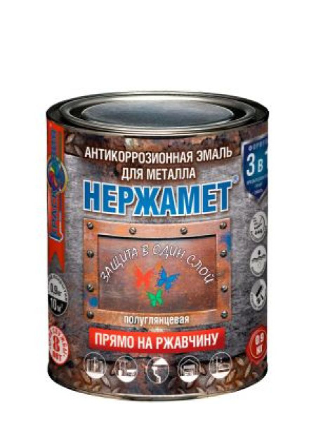 Грунт-эмаль Красковия Нержамет эмаль Быстросохнущая, Уретано-алкидная ...
