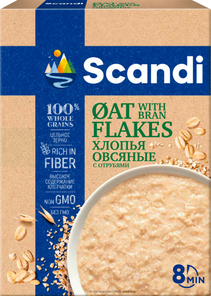 Хлопья SCANDI овсяные с отрубями, 400 г / Овсянка, каша - купить с ...