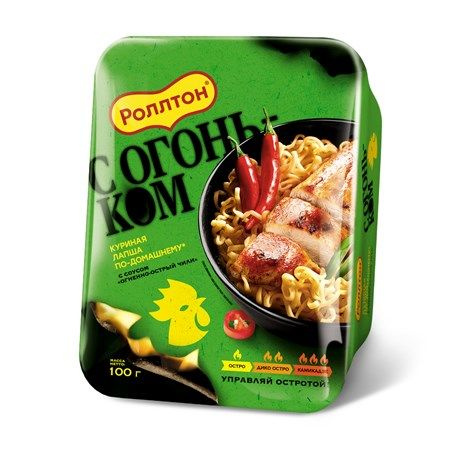 Лапша быстрого приготовления Роллтон Куриная с острым соусом Чили, 100г ...